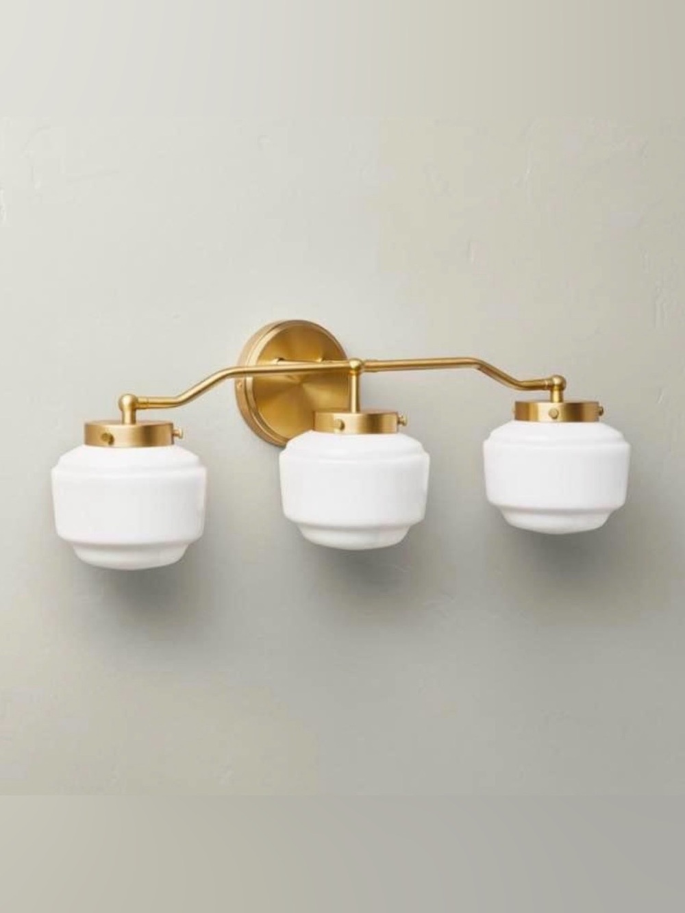 Milk Glass three bulb vanity wall sconce brass finish- Hearth & Hand w/ Magnolia